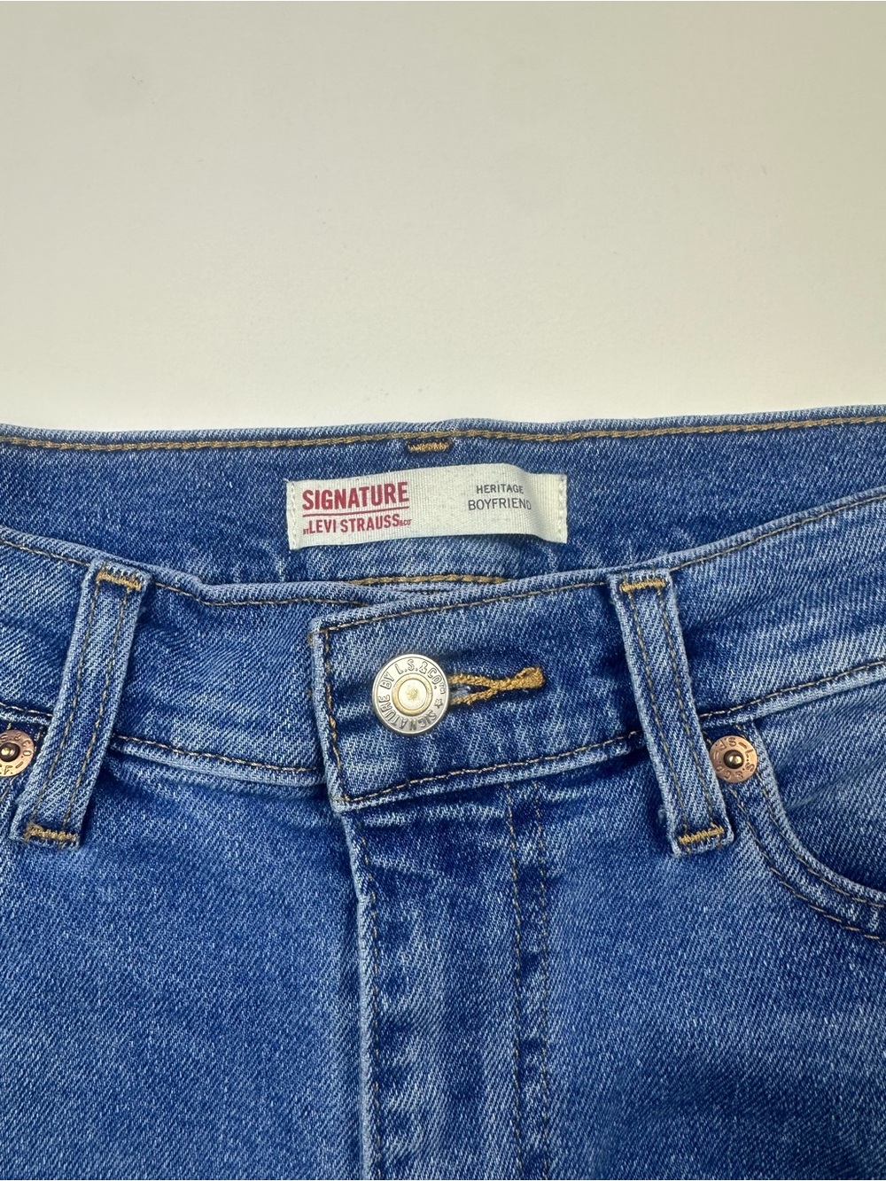 Levi Strauss Signature Heritage Boyfriend Cropped Patchwork Jeans Women’s 6 - Picture 4 of 11